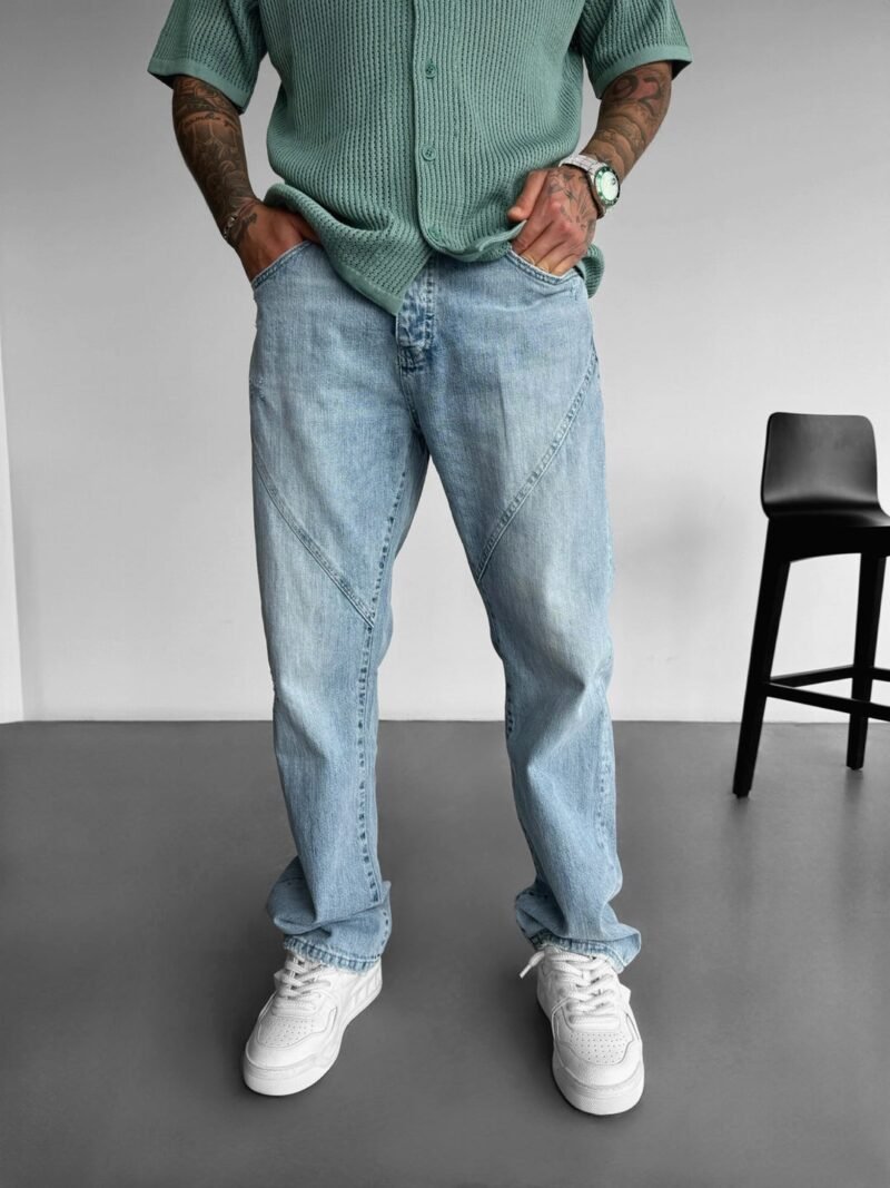 MAFIA BLUE STITCH DETAIL BAGGY JEANS