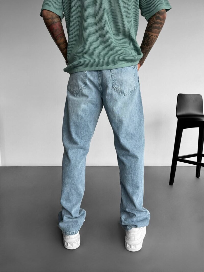 MAFIA BLUE STITCH DETAIL BAGGY JEANS - Image 4