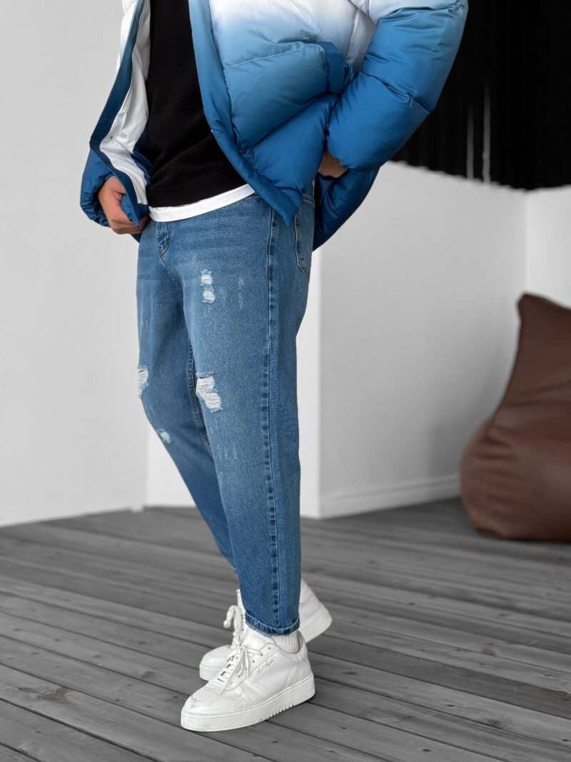 KP PREMIUM RIPPED BLUE BOYFRIEND JEANS - 400 - Image 3