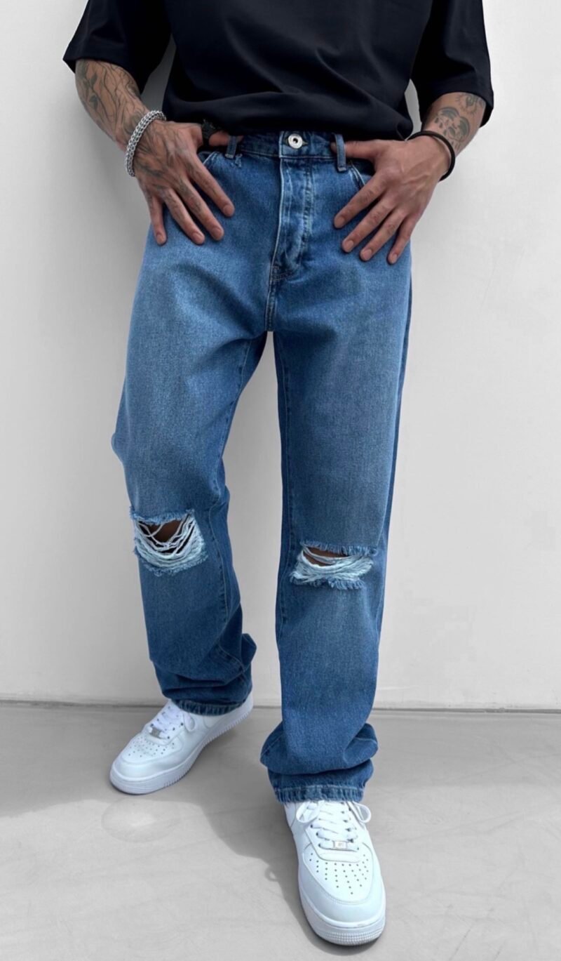 RP PREMIUM RIPPED KNEE BAGGY JEANS - 1369