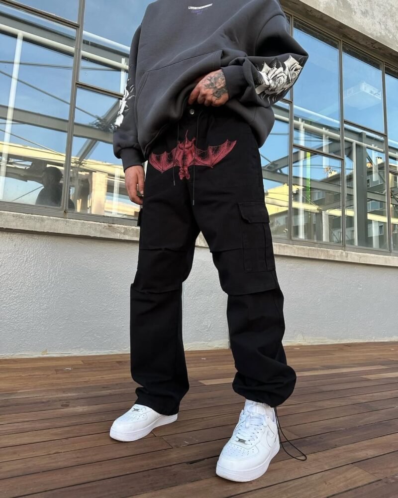 DF AUTHENTIC BAT BLACK CARGO PANTS - Image 3