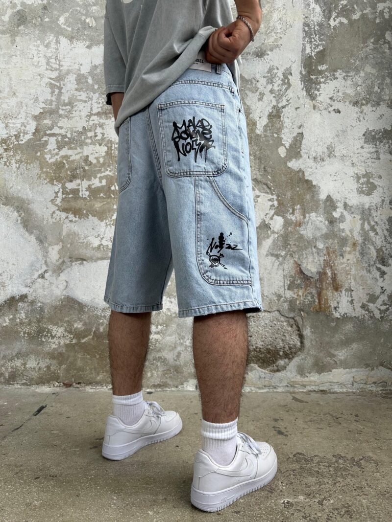 DIFRANSEL PREMIUM GRAFFITI DENIM SHORTS - Image 3