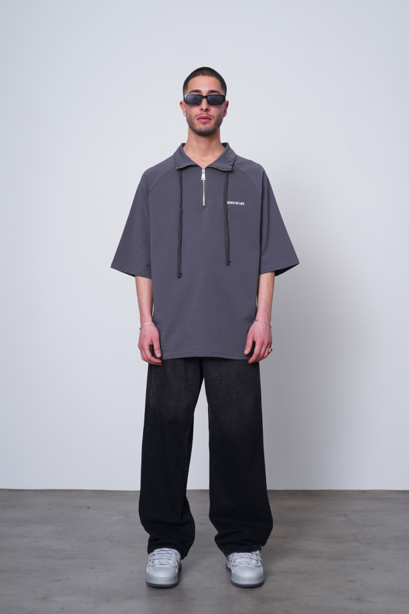 ESSENCE OF LIFE DARK GREY POLO - Image 2