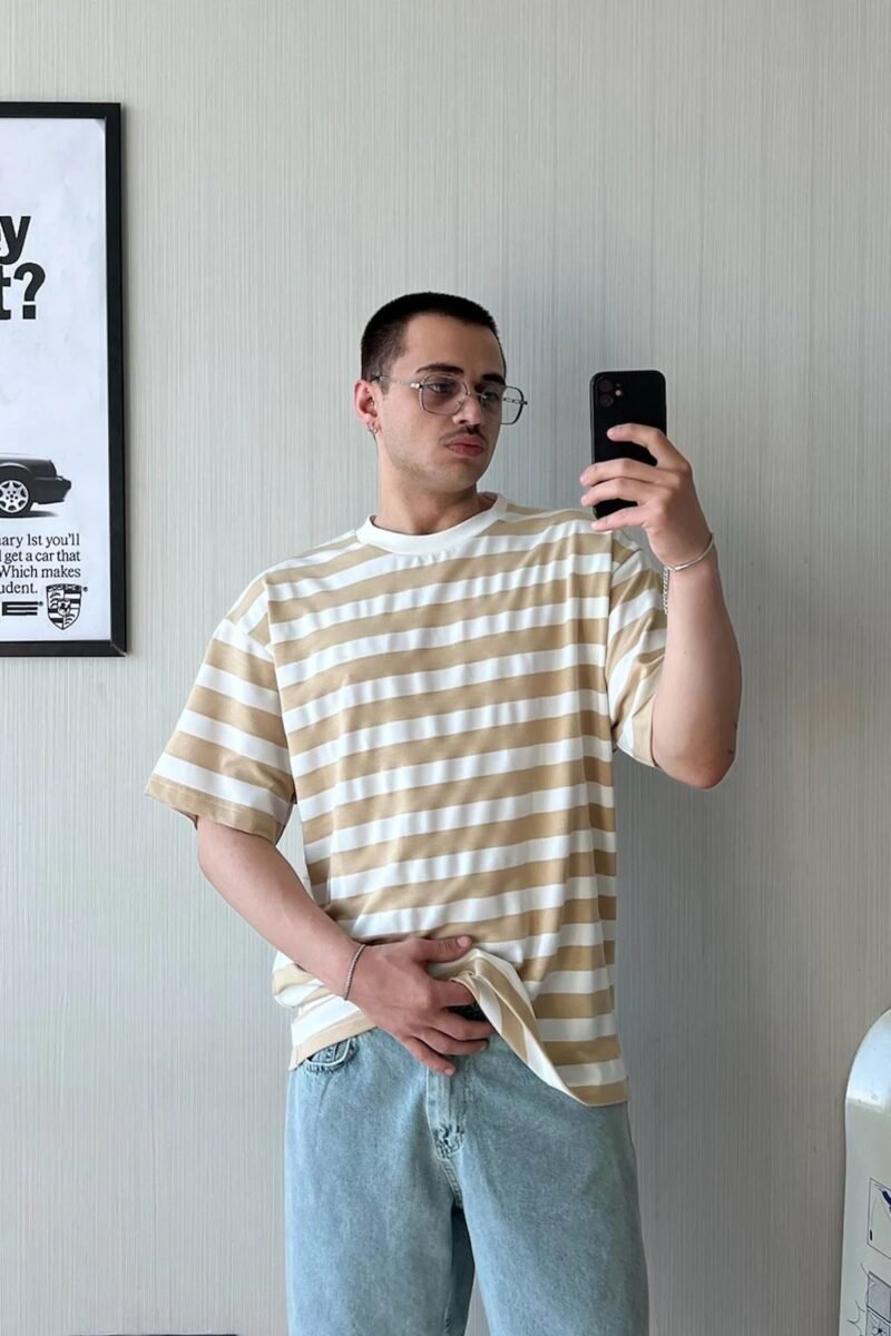 THE DAD AUTHENTIC BEIGE STRIPED TSHIRT