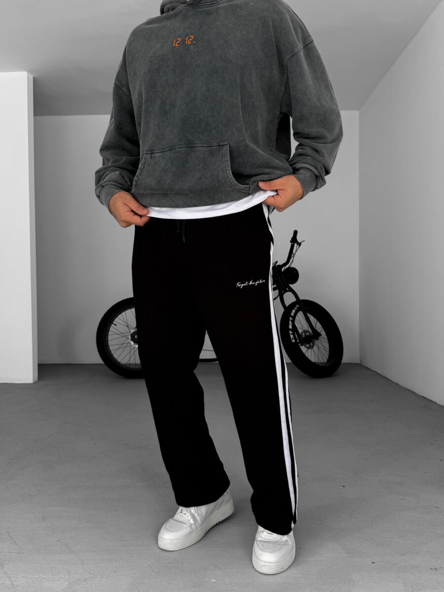 "Forget the Future" Embroidered Side-Stripe Track Pants - Black - Image 2