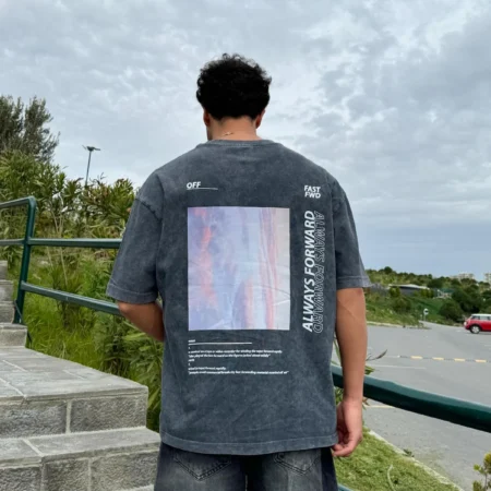 "1989" Graphic Acid Wash Oversize T-Shirt - Anthracite