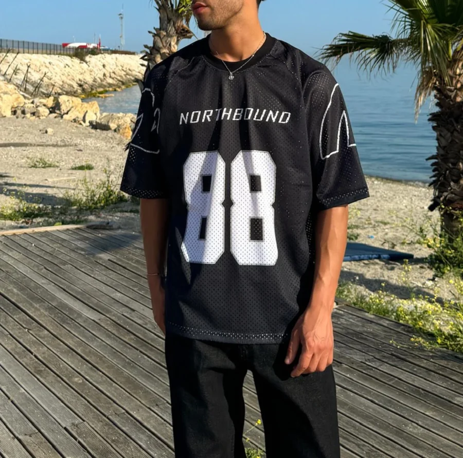 Northbound "88" Oversize Mesh Football Jersey - Black
