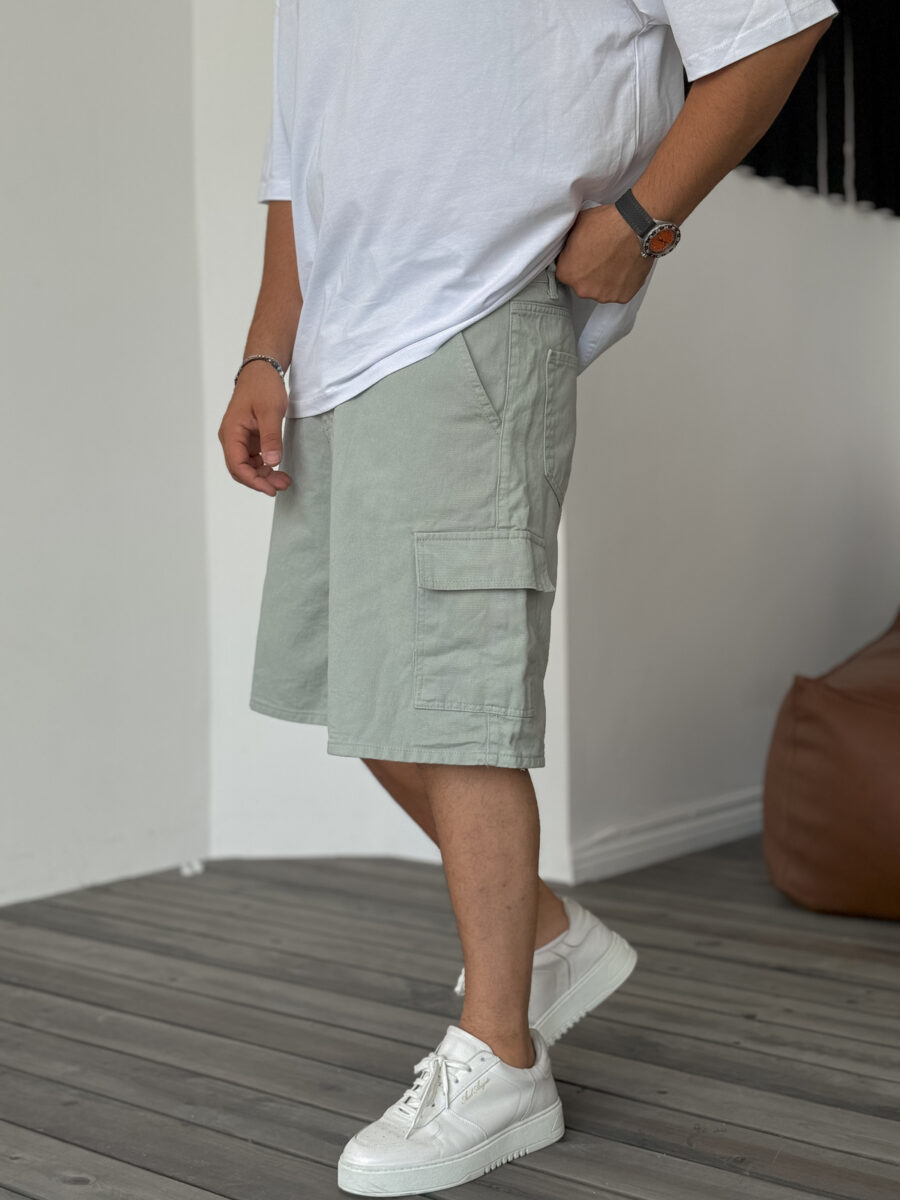 Relaxed Fit Cargo Shorts - Mint Green - Image 2