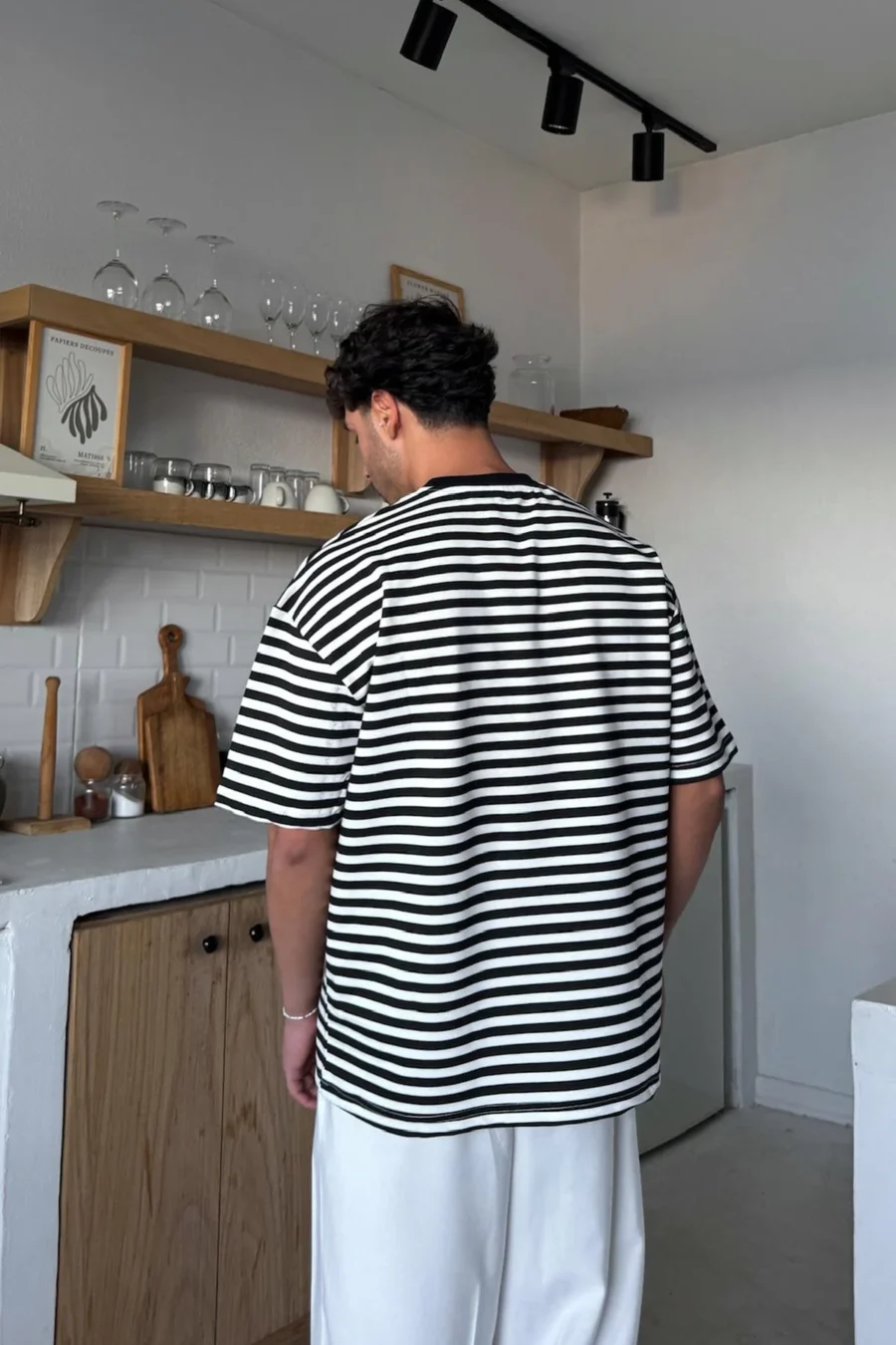 Black & White Striped Oversize T-Shirt - Image 2
