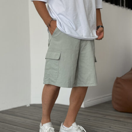 Relaxed Fit Cargo Shorts - Mint Green