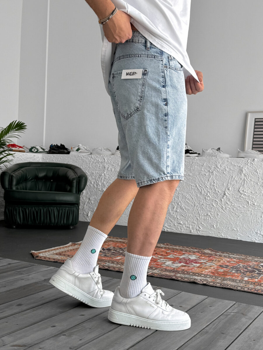 Relaxed Fit Denim Shorts - Ice Blue Wash - Image 4