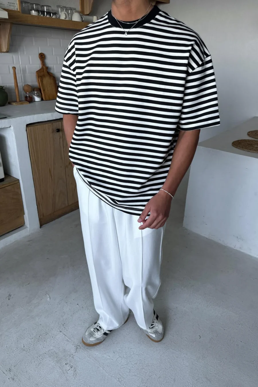 Black & White Striped Oversize T-Shirt