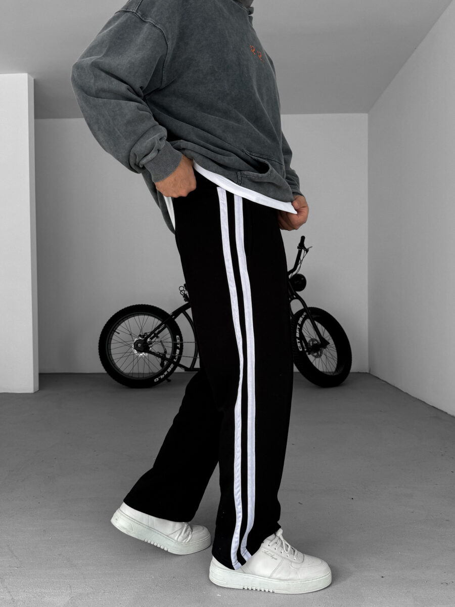 "Forget the Future" Embroidered Side-Stripe Track Pants - Black - Image 4