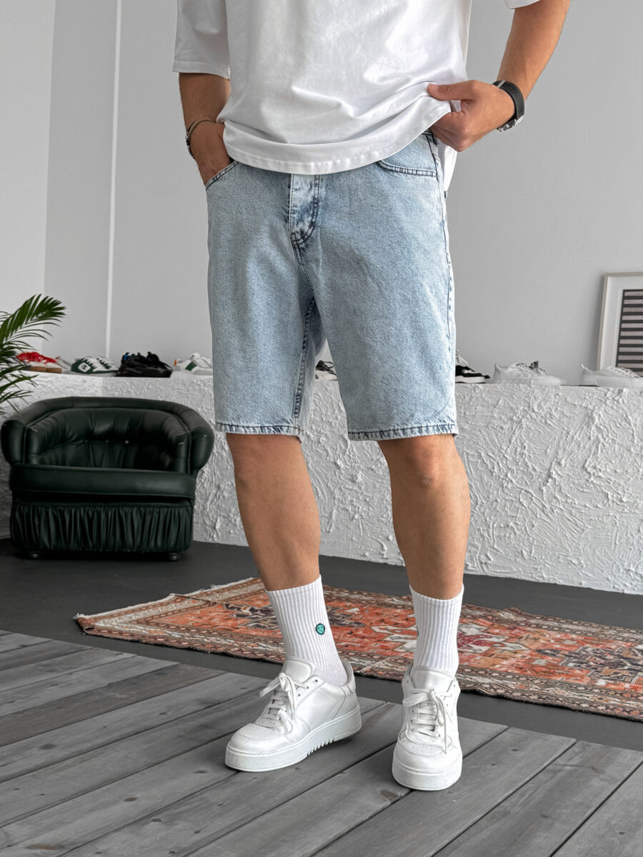 Relaxed Fit Denim Shorts - Ice Blue Wash - Image 3