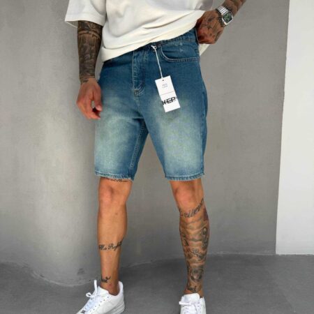 Slim Fit Denim Shorts - Vintage Blue Wash