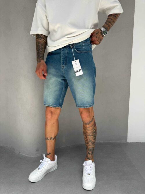 Slim Fit Denim Shorts - Vintage Blue Wash