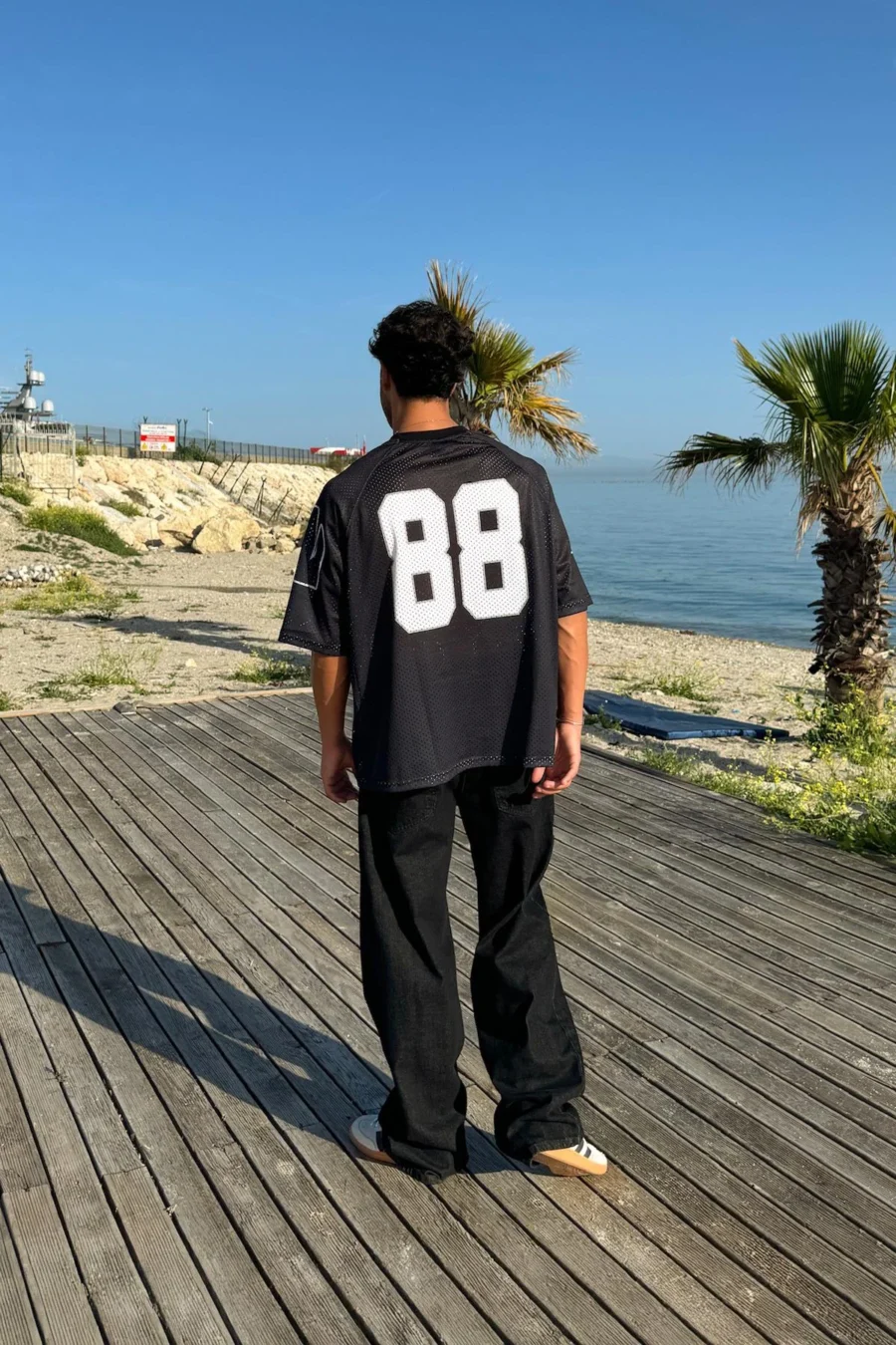 Northbound "88" Oversize Mesh Football Jersey - Black - Image 5