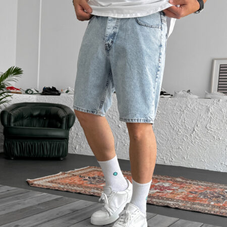Relaxed Fit Denim Shorts - Ice Blue Wash