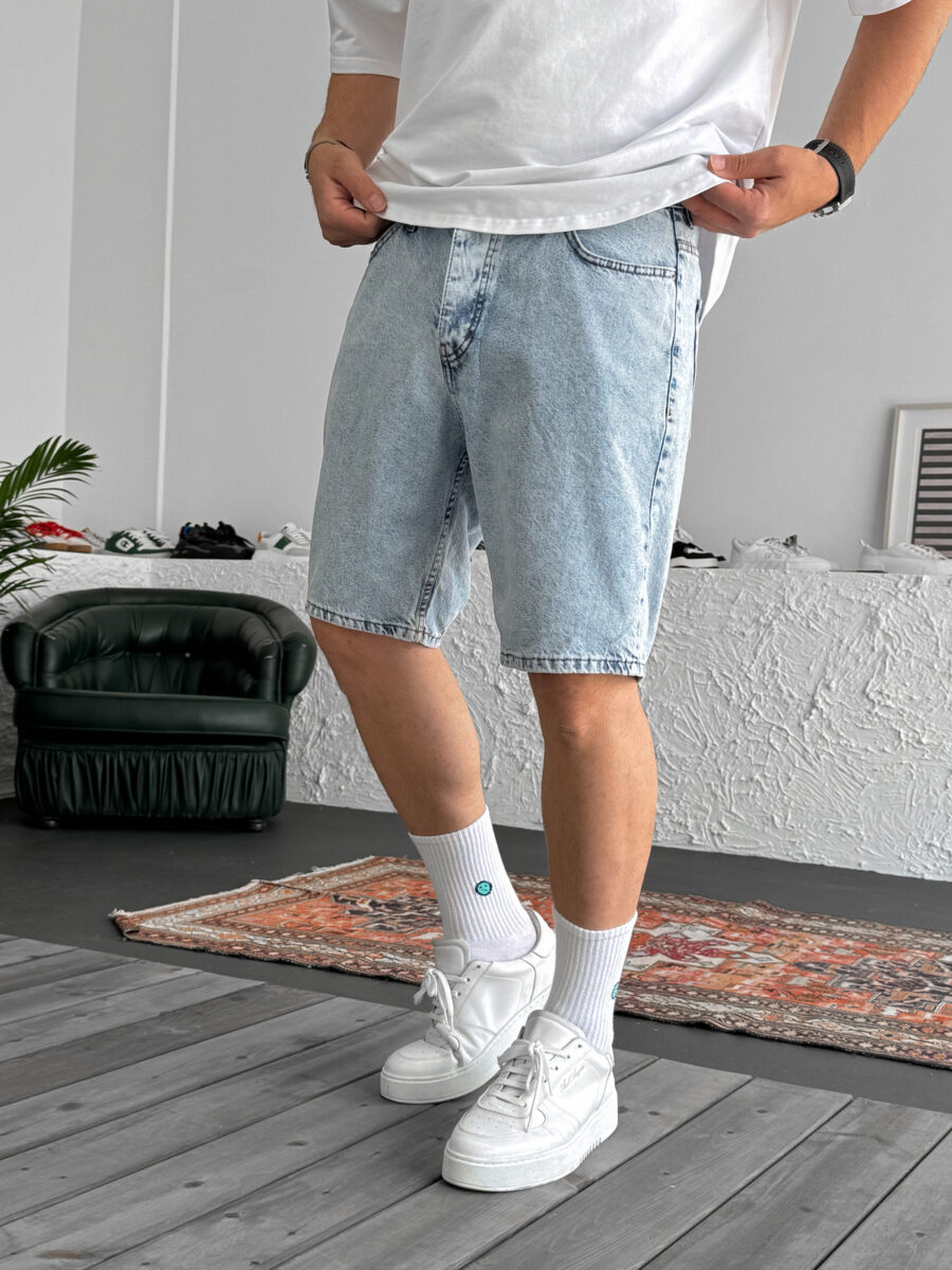 Relaxed Fit Denim Shorts - Ice Blue Wash