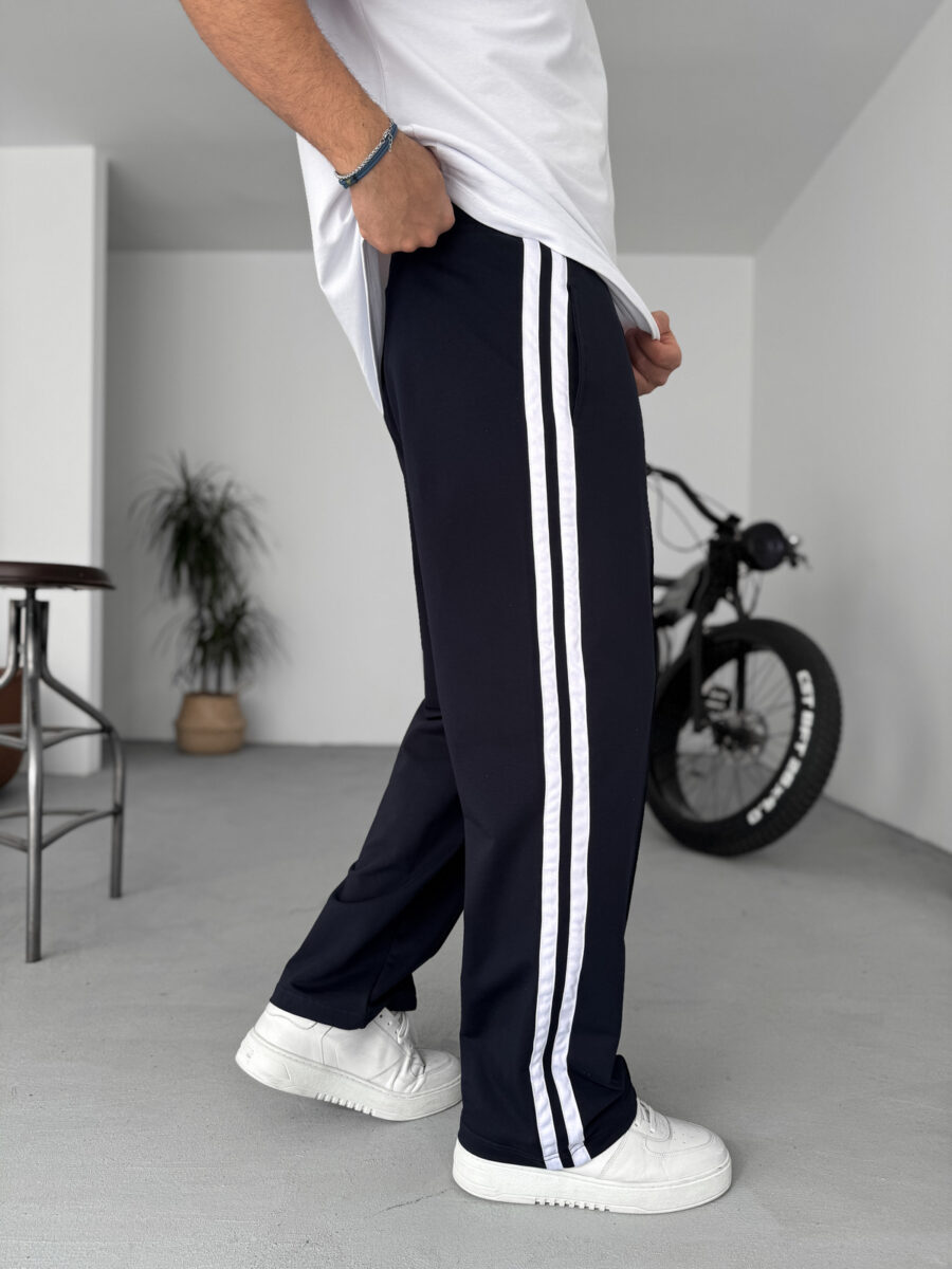 "Forget the Future" Embroidered Side-Stripe Track Pants - Navy - Image 3