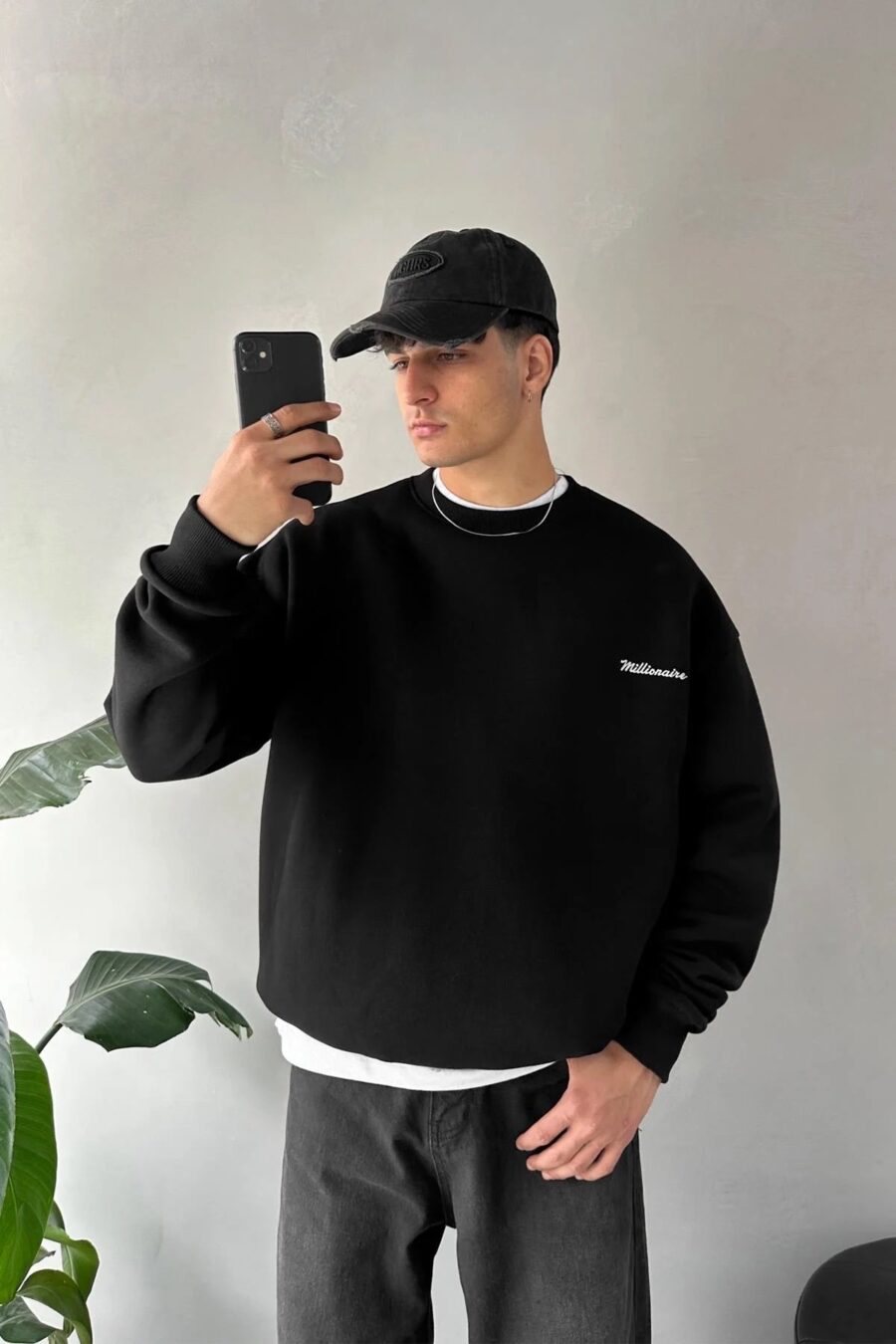 MILLIONAIRE BLACK FLEECED SWEATSHIRT - Image 2