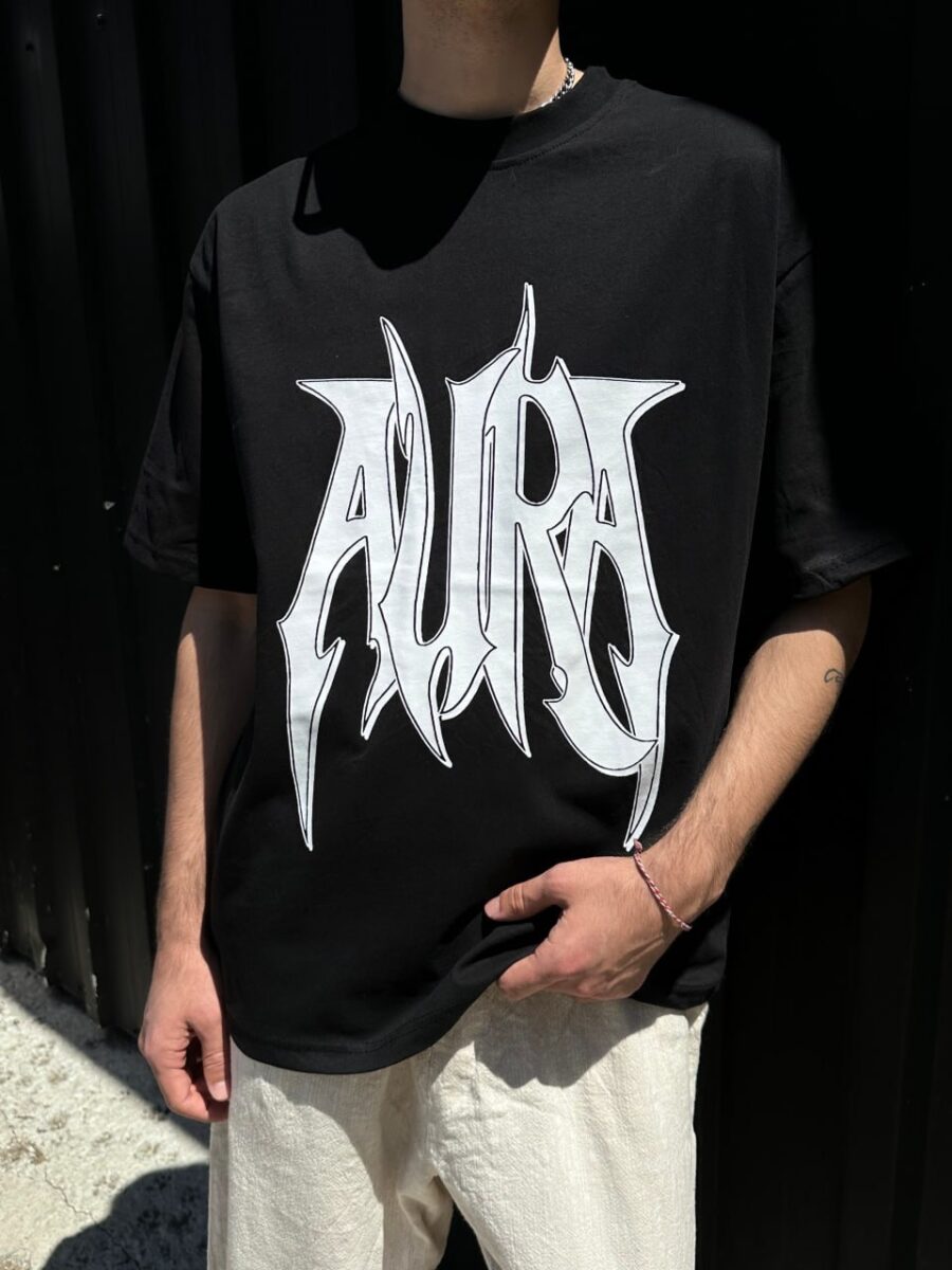 "Aura" Black Premium Oversize T-shirt.