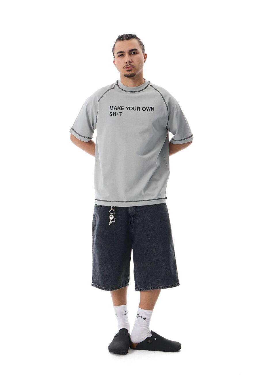 "Make Your Own Sh*t" Grey Premium Oversize T-shirt - Image 3