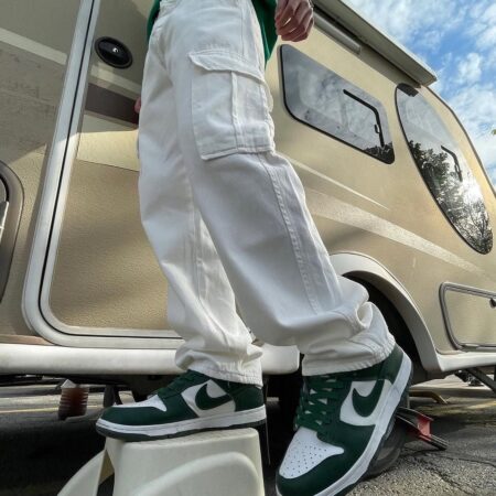Baggy Fit White Denim Cargo Pants