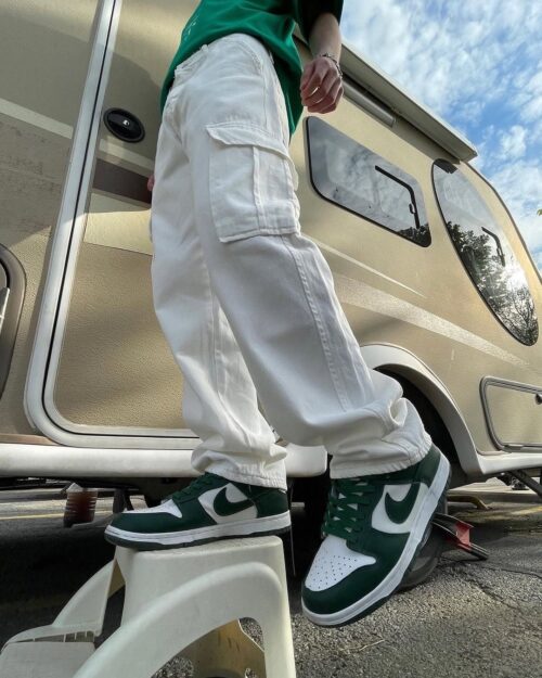 Baggy Fit White Denim Cargo Pants