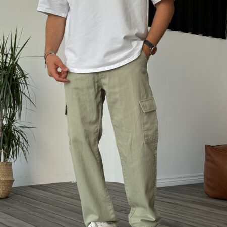 Olive Green Baggy Cargo Jeans