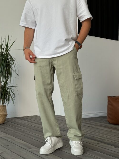 Olive Green Baggy Cargo Jeans