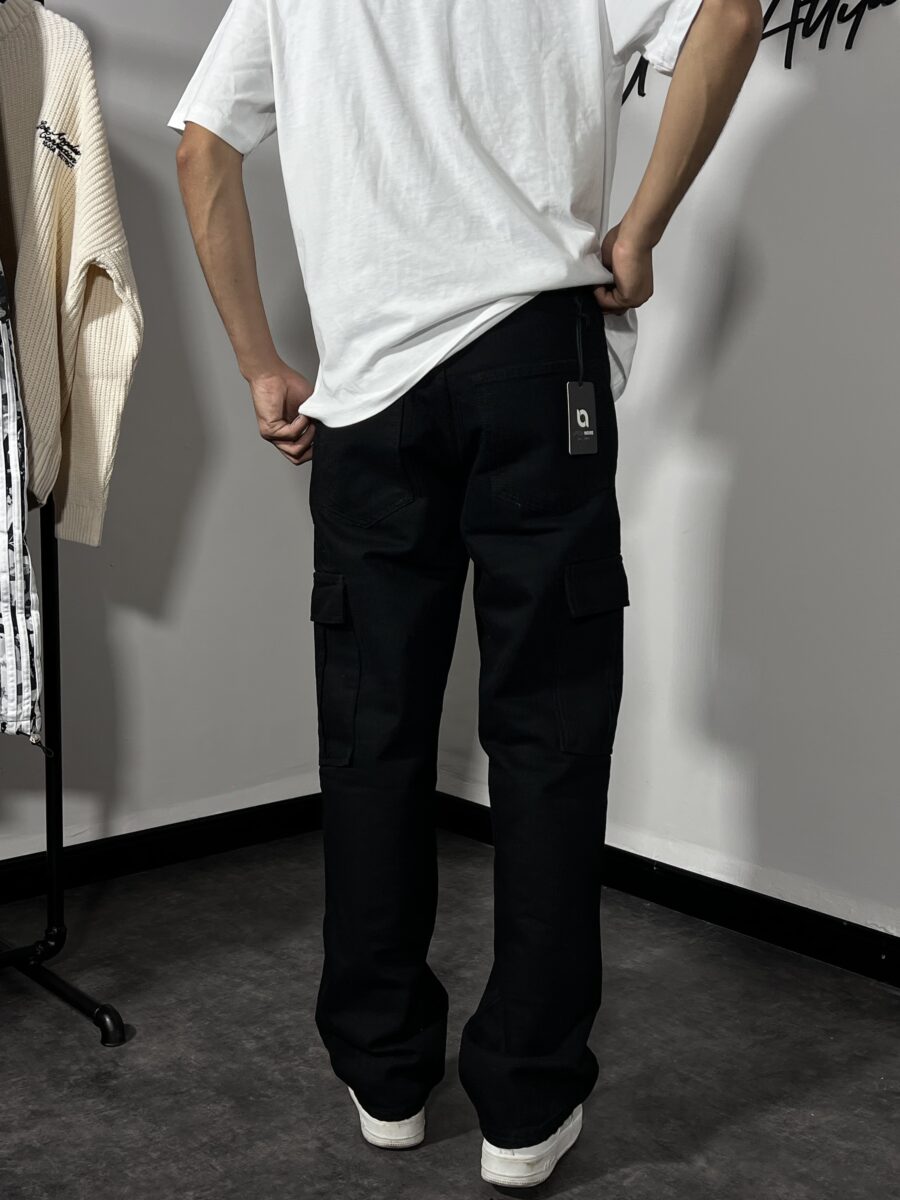 Black Baggy Cargo Pants - Image 2