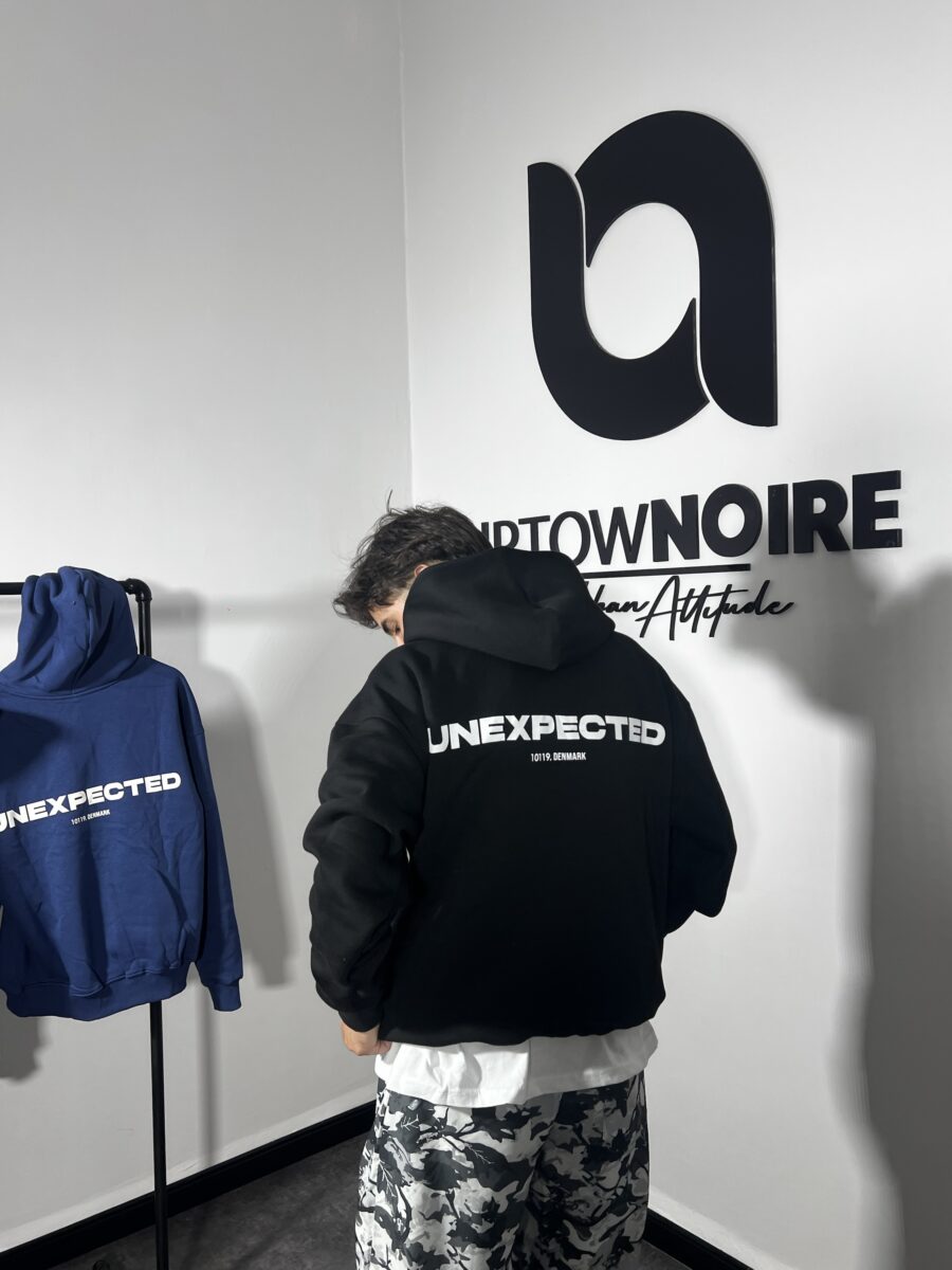 "Unexpected" Premium Black Oversize Hoodie