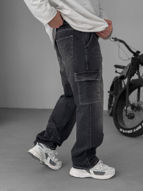 Anthracite Stitched Washed Cargo Pants