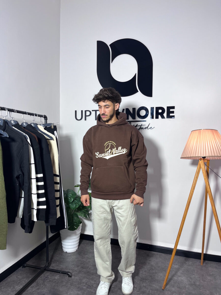Sunset Valley Brown Oversize Hoodie - Image 3
