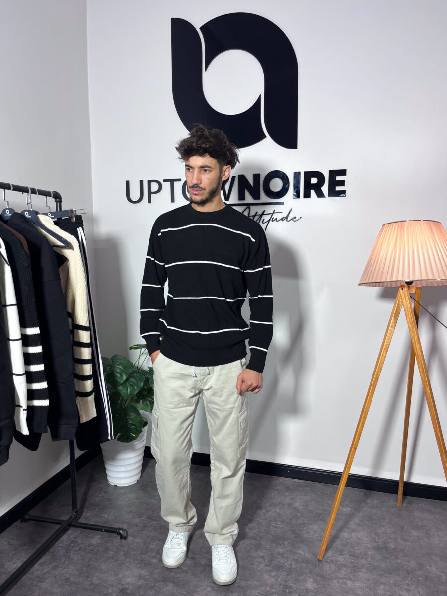 Stripped Black And White Oversize Sweatshirt - Image 2