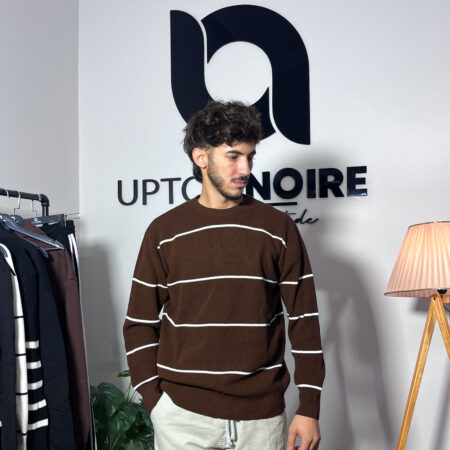 Striped Brown And White Oversize Sweatshirt