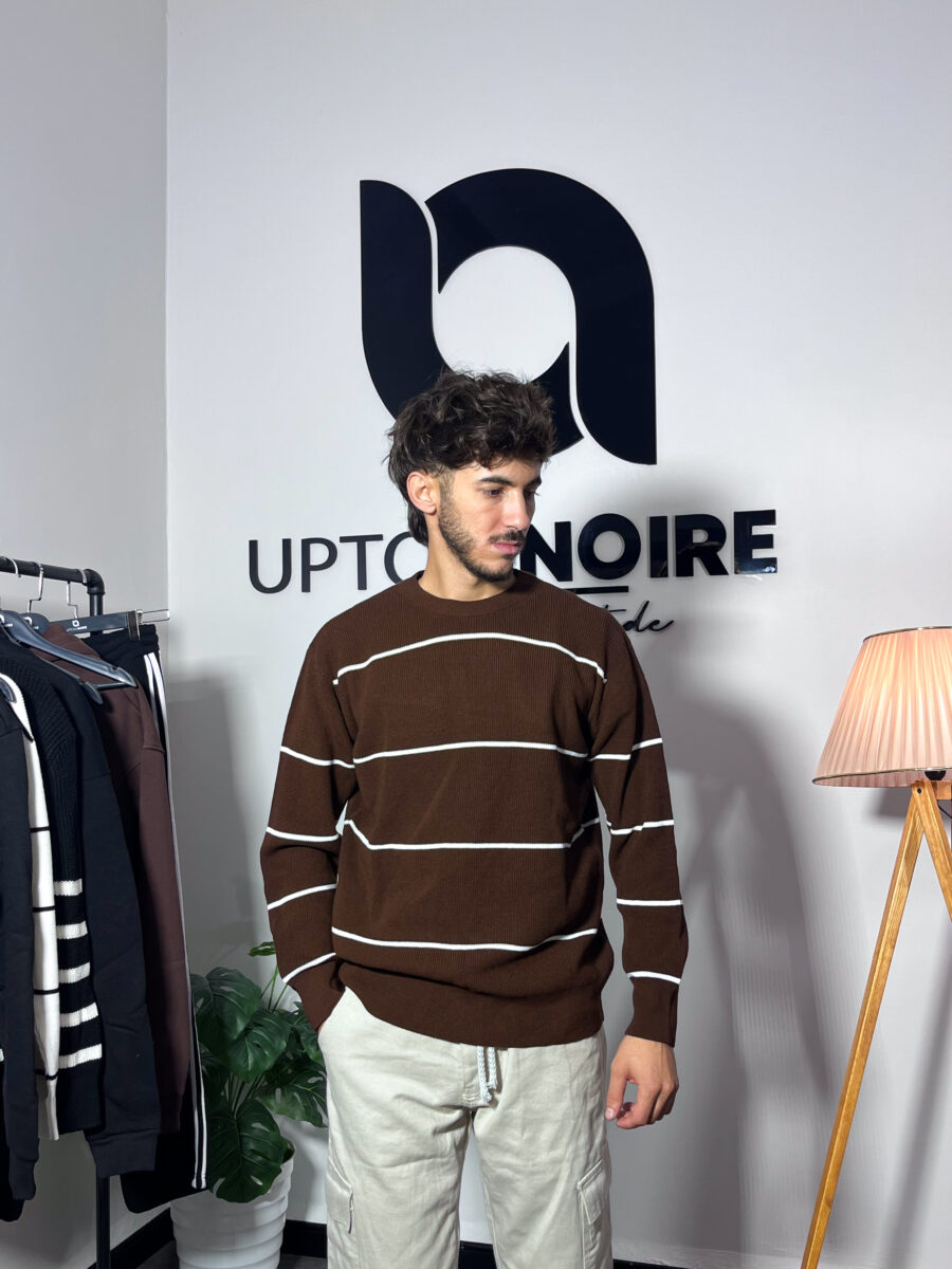 Striped Brown And White Oversize Sweatshirt