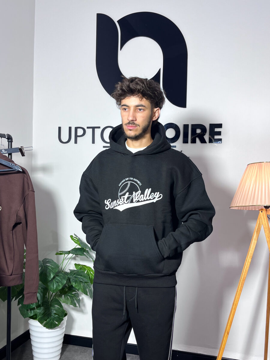 Sunset Valley Black Oversize Hoodie