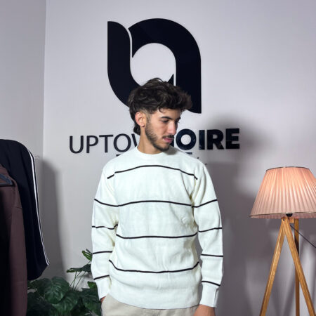 Striped White And Black Oversize Sweatshirt