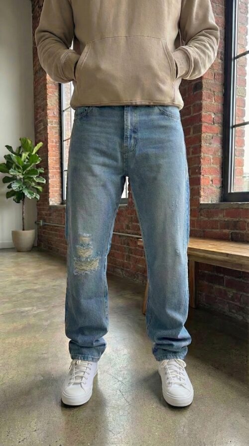 MAFIA Ripped Blue Baggy Jeans