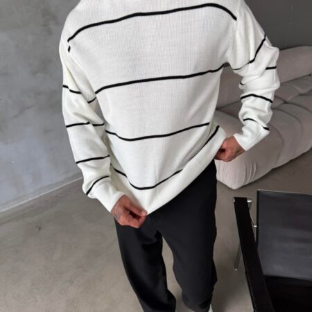 PM Striped White And Black Oversize Sweatshirt