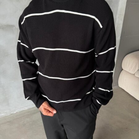 PM Striped Black And White Oversize Sweatshirt