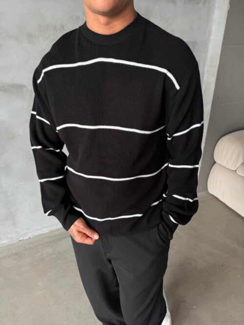 PM Striped Black And White Oversize Sweatshirt