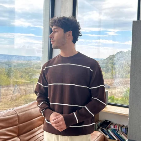 PM Striped Brown And White Oversize Sweatshirt