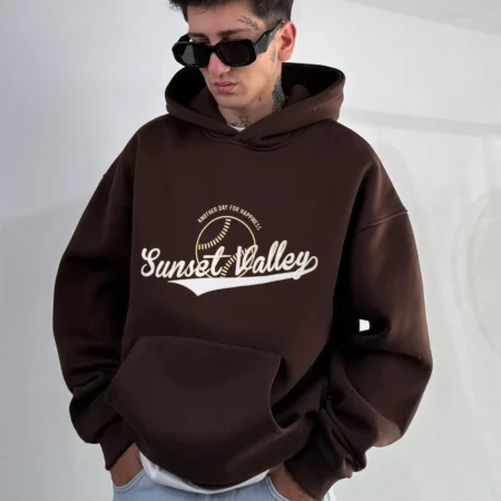 Sunset Valley Brown Oversize Hoodie