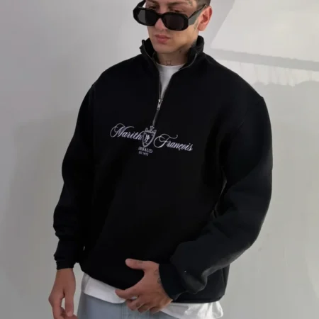 Marithé Francois Oversize Black Zipped Sweatshirt