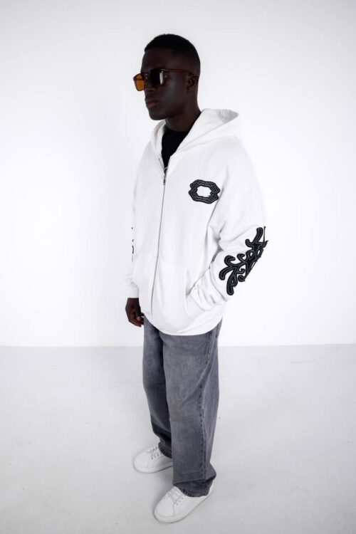 Momentum Zipped White Hoodie
