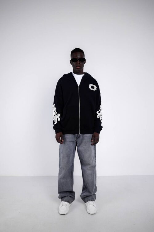 Momentum Zipped Black Hoodie