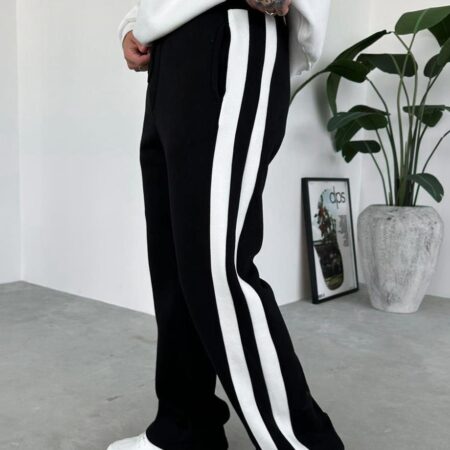 Black Stripe Detail Raised Baggy Tracksuit